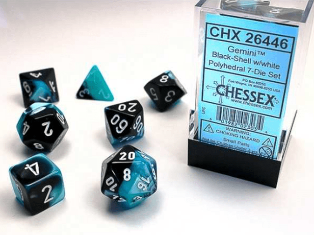 Black/Shell And White (Set Of 7) Chessex Dice - 1