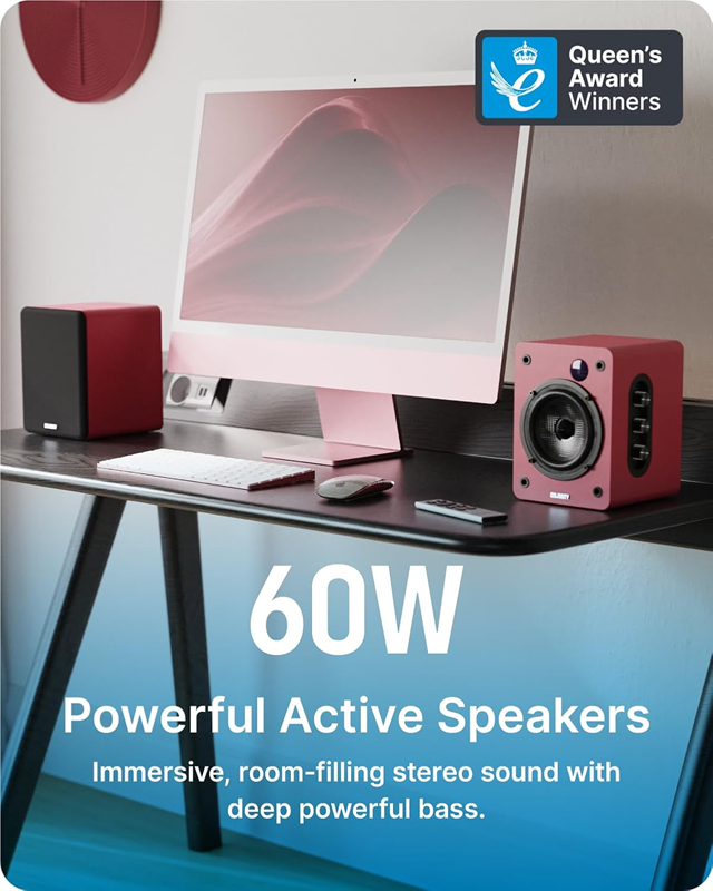 Majority D50X Maroon Red Bluetooth Bookshelf Speakers - 2