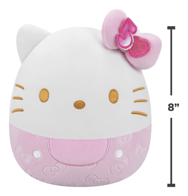 8" Hello Kitty 50th Anniversary Embossed Bows Pink Sanrio Squishmallows Plush - 4