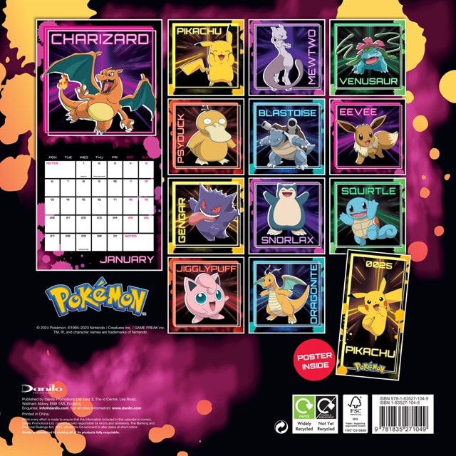 Pokemon 2025 Square Calendar - 2