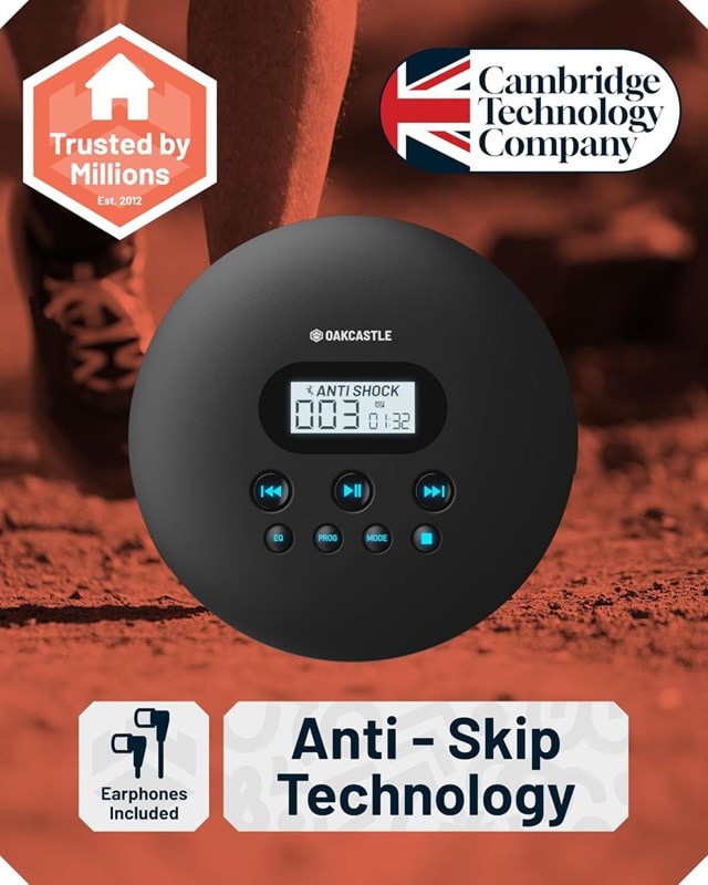 Oakcastle CD100 Black Bluetooth Portable CD Player - 5