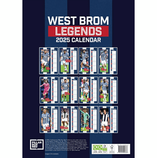 West Brom Legends 2025 Calendar A3 - 3