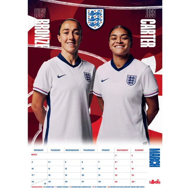 England Women Football 2025 A3 Calendar - 2