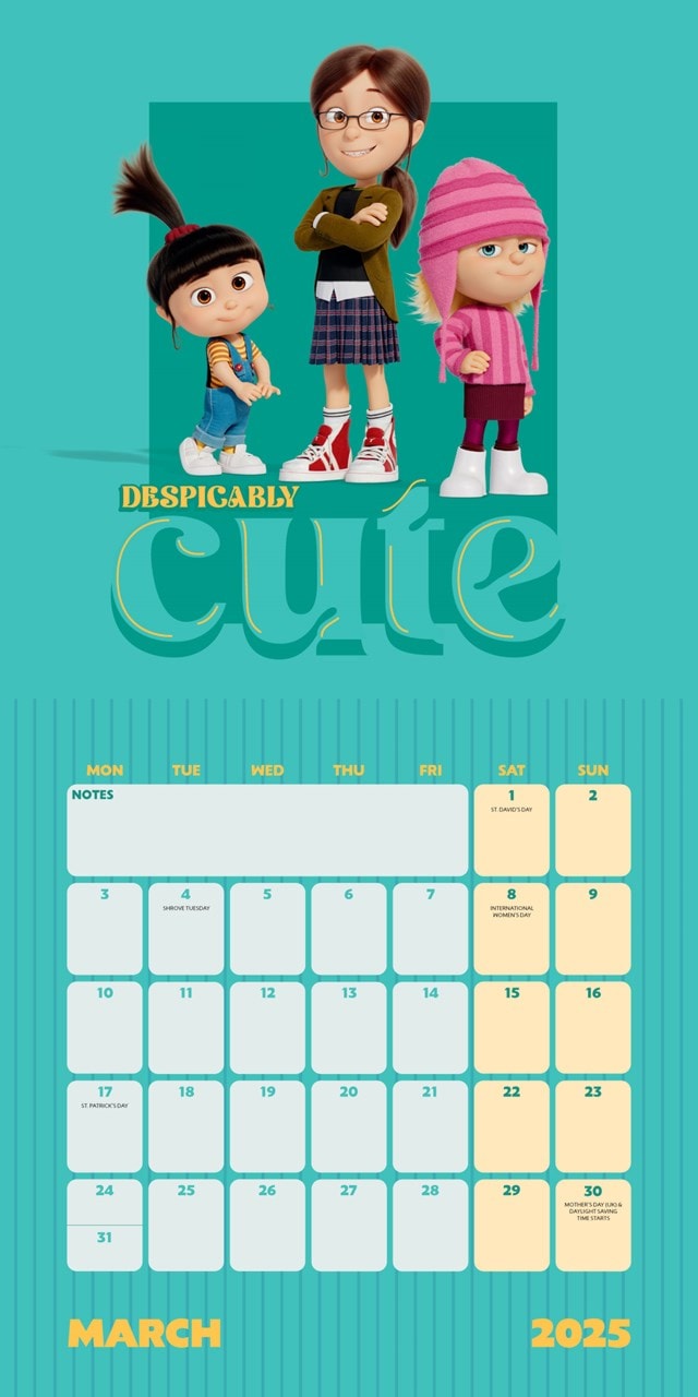 Despicable Me 4 2025 Square Calendar - 3