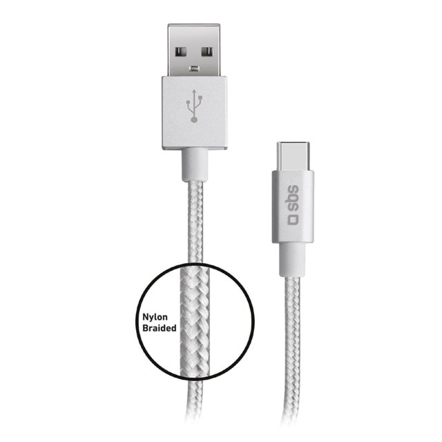 SBS Braided Silver USB-C Cable 1.5m - 2