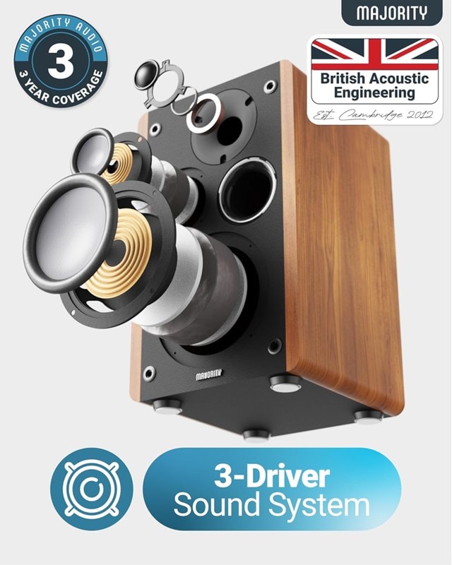 Majority D100 Oak Bluetooth Bookshelf Speakers - 4