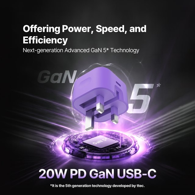 SmartCharger Pro Neon Purple 20W Wall Plug and USB-C Cable Pack - 11