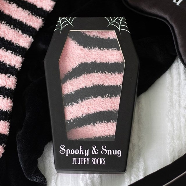 Pink And Black Striped Socks In Coffin Gift Box - 2