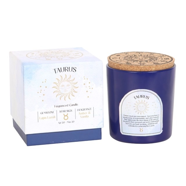 Taurus Amber & Vanilla Gemstone Zodiac Candle - 1