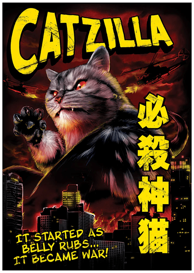 Catzilla: Black Horror Cats Tee (Small) - 2