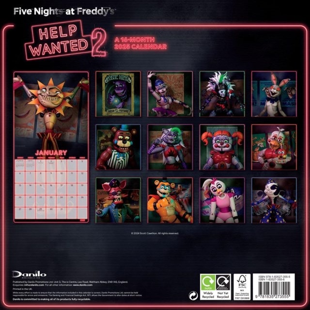 Five Nights At Freddy's FNAF 2025 Square Calendar - 6