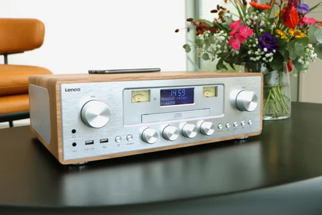 Lenco DAR-281WDSI Silver/Wood Bluetooth HiFi System - 5