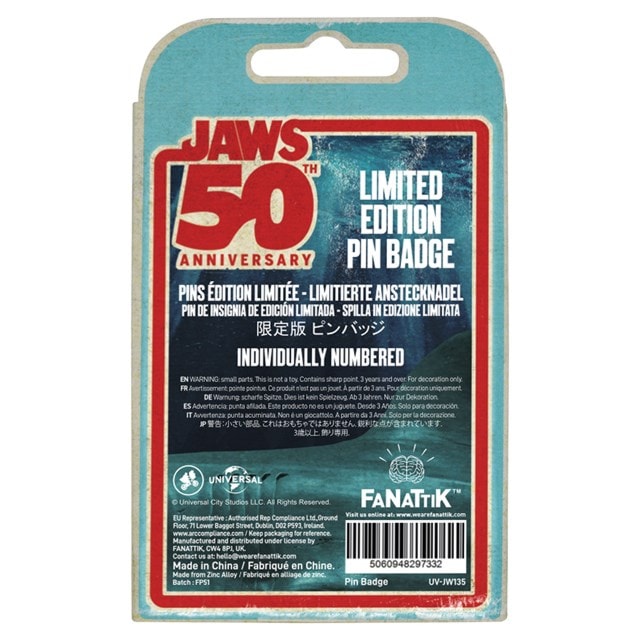 Ship In Bottle Jaws 50th Anniversary Pin Badge - 4