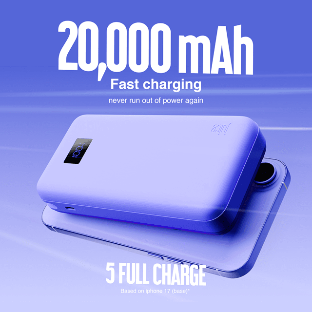 Juice 5 Charges Ultramarine 20000mAh Power Bank with Integrated Cable - 4