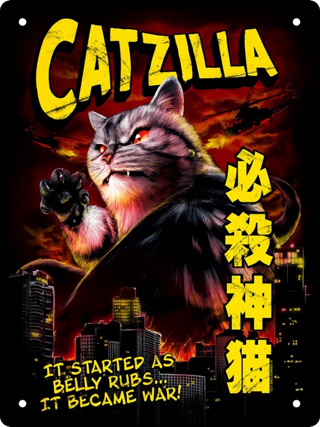 Catzilla Mini Tin Sign Horror Cats - 1