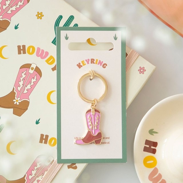 Pink Cowboy Boot Keyring - 2