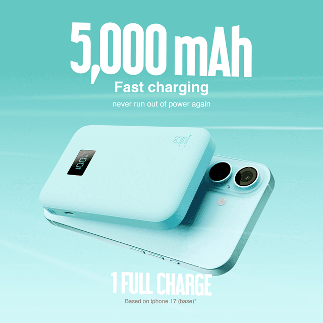 Juice 1 Charge Teal 5000mAh Power Bank with Integrated Cable - 5