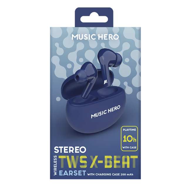 Music Hero X-Beat Blue True Wireless Bluetooth Earphones - 3