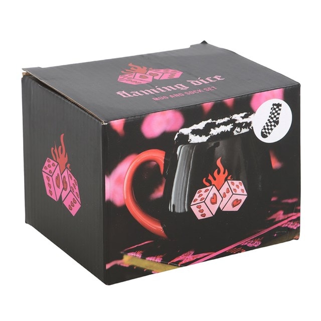 Black Dice Mug And Socks Set - 4