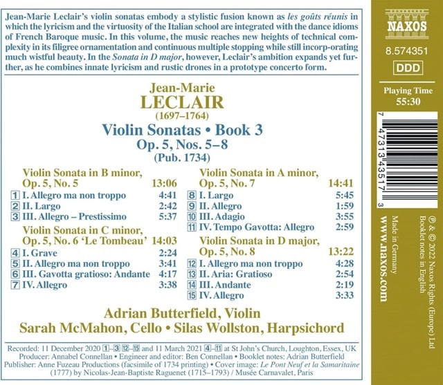 Jean-Marie Leclair: Violin Sonatas - Book 3 - 1