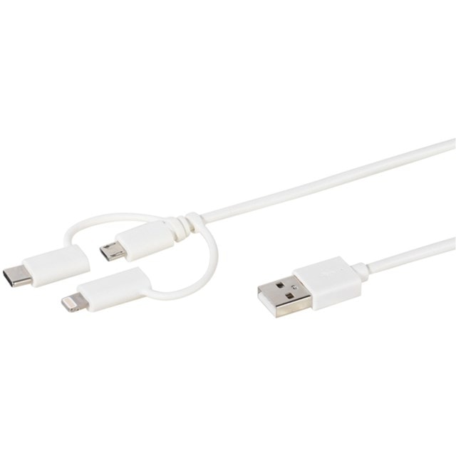 Vivanco Multi-Cable with Lightning, USB-C & Micro USB Connectors 1.2m - 1