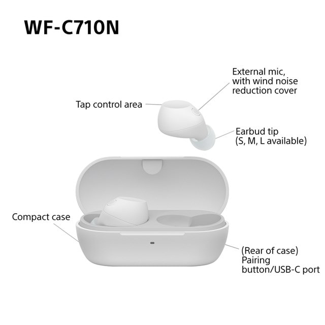 Sony WF-C710N White Noise Cancelling True Wireless Bluetooth Earphones - 11