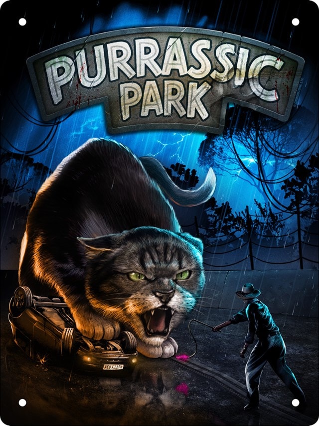 Purrassic Park Mini Tin Sign Horror Cats - 1