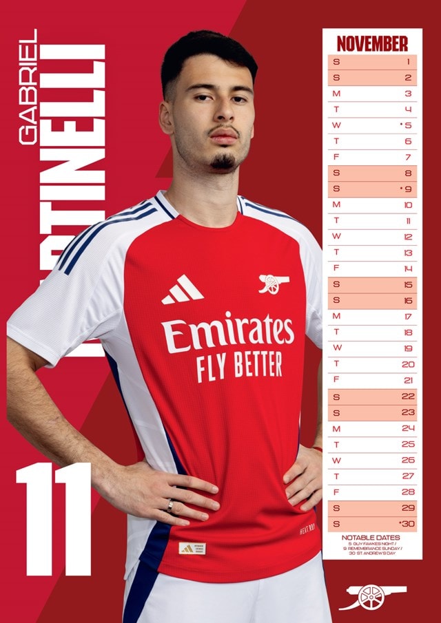 Arsenal FC 2025 A3 Calendar - 2