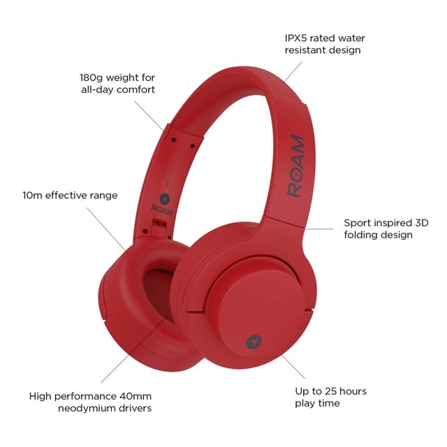 Roam Navigate Flame Red Bluetooth Sports Headphones - 6