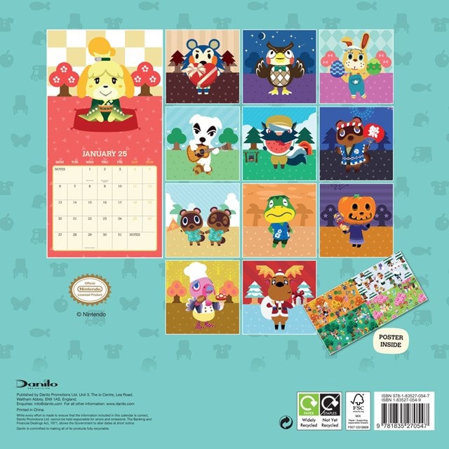 Animal Crossing 2025 Square Calendar - 2