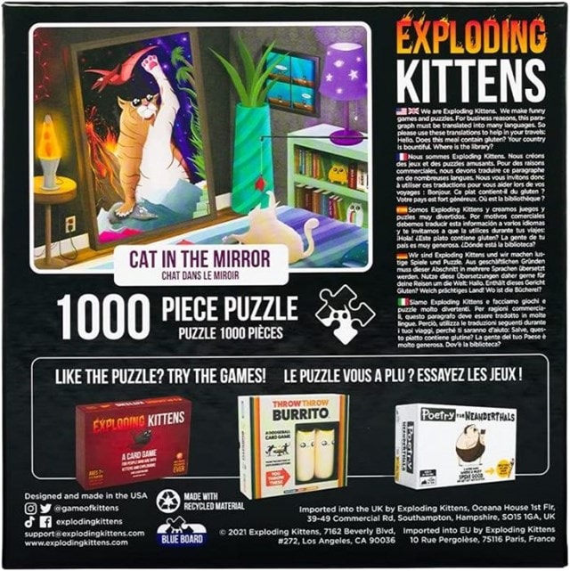 Cat In The Mirror: Exploding Kittens 1000 Piece Jigsaw Puzzle - 2