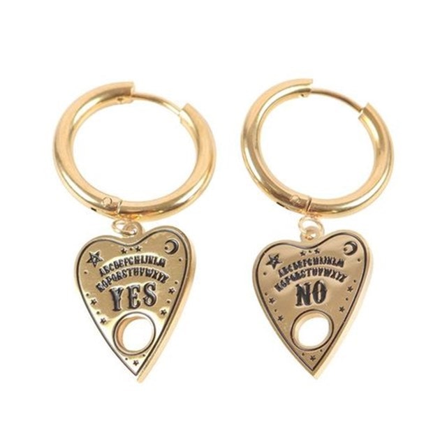 Gold Tone Talking Board Planchette Dangle Earrings - 2