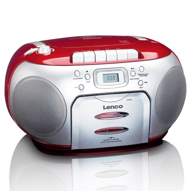 Lenco SCD-420RD Red CD Player With Cassette & FM Radio - 4