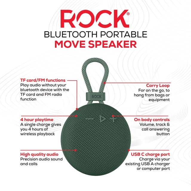 Rock Move Green Bluetooth Speaker - 3