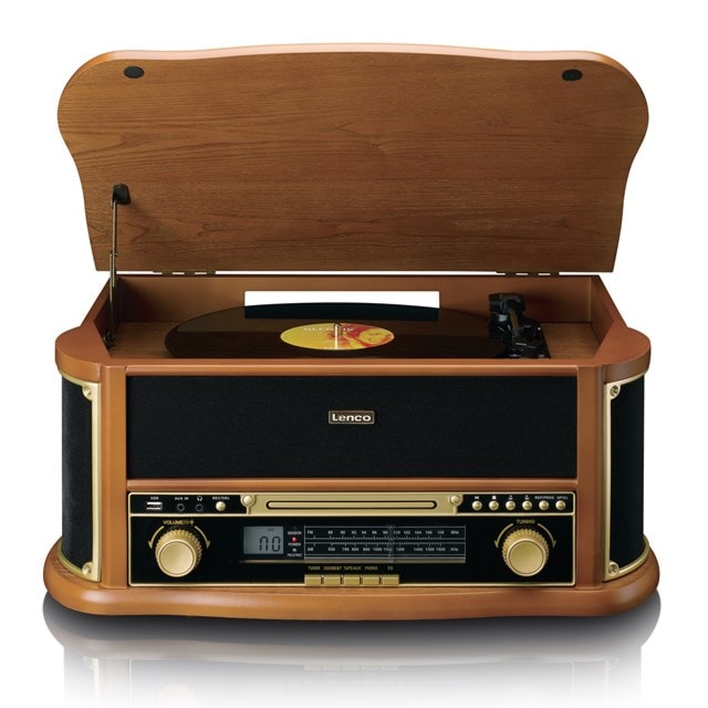 Lenco TCD-2551WD Wood Bluetooth Turntable with FM radio, CD & Cassette - 1