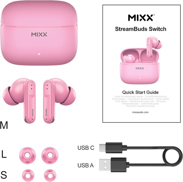 Mixx Audio StreamBuds Switch S7 Pink True Wireless Bluetooth Earphones - 4
