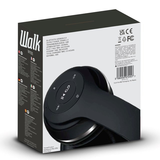 Walk Audio W104 Black Bluetooth Headphones - 5