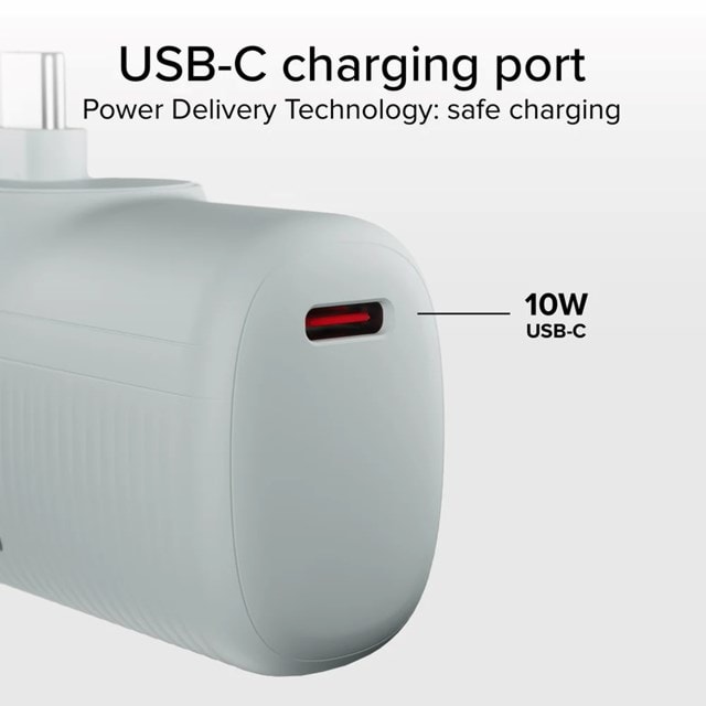 SBS Eco Range Light Blue 5000mAh Power Bank with Integrated USB-C Cable - 5