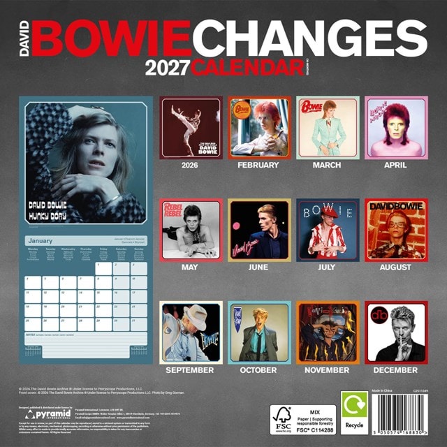 David Bowie Changes 2027 Square Calendar - 2