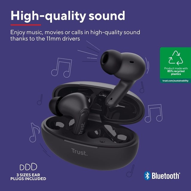 Trust Yavi Black Noise Cancelling True Wireless In-Ear Bluetooth Earphones - 2