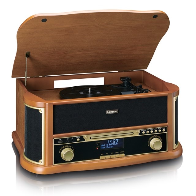 Lenco TCD-2571WD Wood Bluetooth Turntable with DAB+/FM radio, CD & Cassette - 2