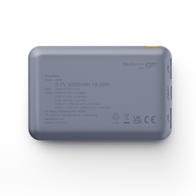 GP B+ Blue 5000mAh Power Bank - 3