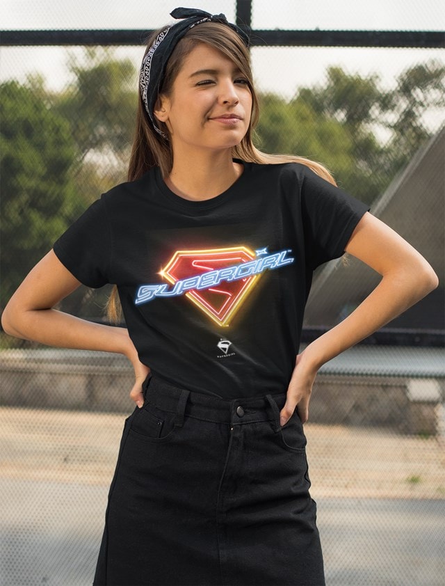 Supergirl Neon Logo hmv Exclusive Black Tee (Large) - 2