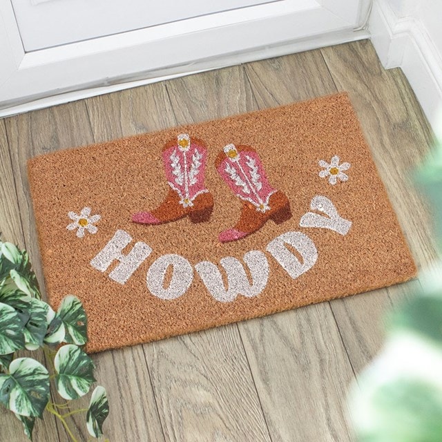 Natural Howdy Cowboy Boot Door Mat - 2