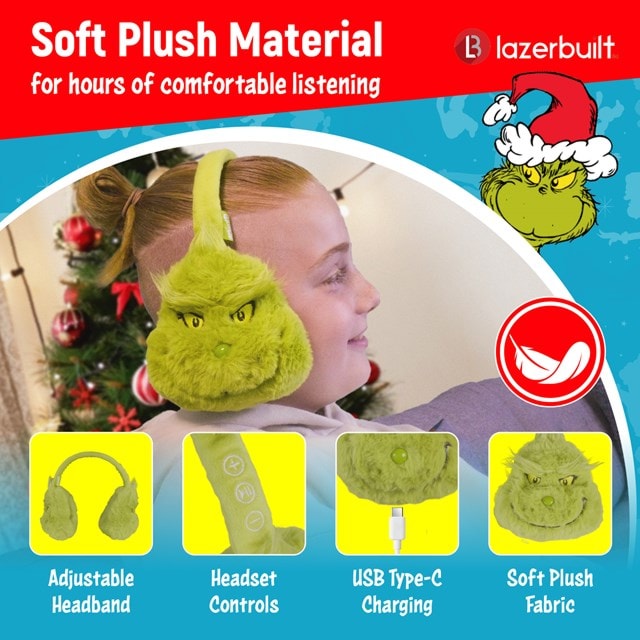 Lazerbuilt Grinch Plush Bluetooth Headphones - 5