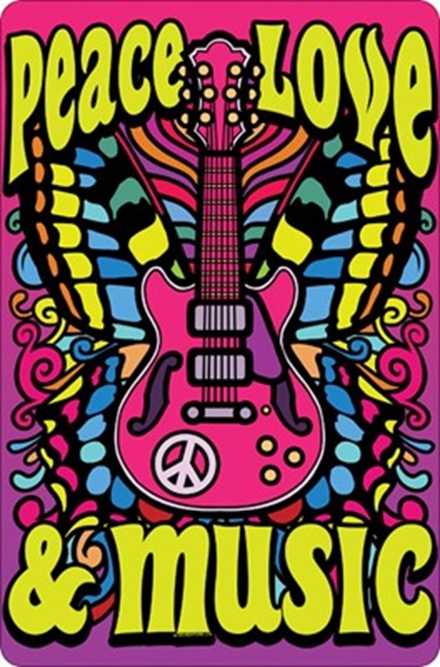 Peace, Love & Music Small Tin Sign | Pop Culture Accessories | Free ...