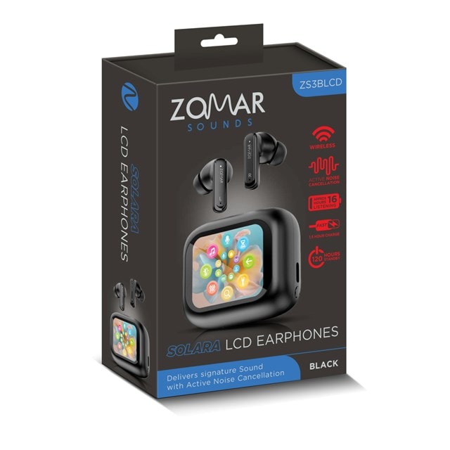 Zomar Sounds ZS3 Black True Wireless Bluetooth Earphones with LCD Screen - 2