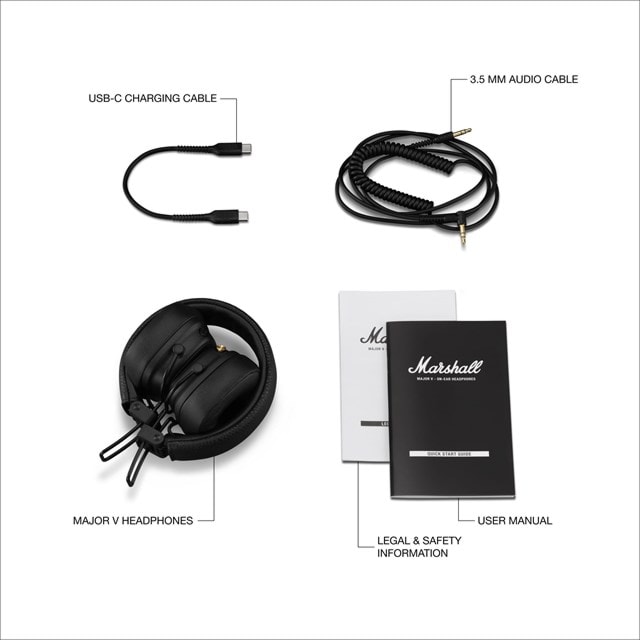 Marshall Major V Black Bluetooth Headphones - 11