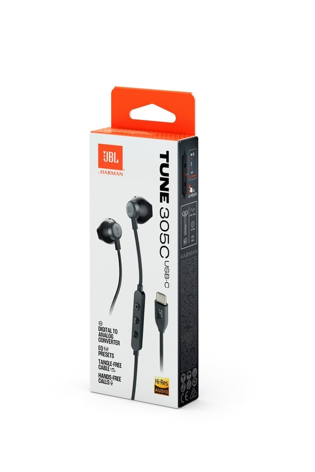 JBL Tune 305C Black USB-C Earphones - 8