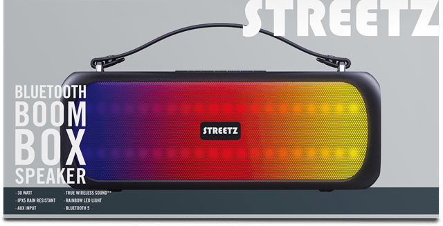 Streetz 30W LED Boombox Bluetooth Speaker - 10